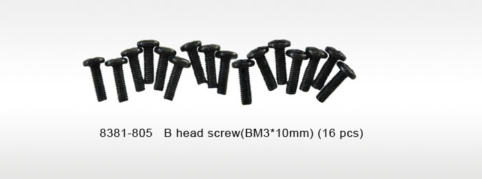 B head screw-coarse thread (BB3*10mm) (16 pcs)