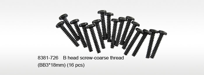 B head screw-coarse thread (BB3*18mm) (16 pcs)